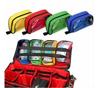 BAOZENP Empty First Aid Pouch - Color Coded Emergency Organizer Bag with Zipper & Transparent Window, Med Supplies Storage for Travel, Camping, Office, Car & Home (Mix)