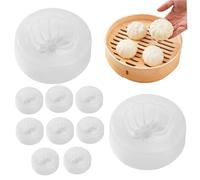 Baozi Maker 10Pcs Non-Stick Smooth Washable Steamed Stuffed Bun Dumpling Mould DIY PP Food Grade Pie Pastry Momo Maker for Home Kitchen Restaurant Bao