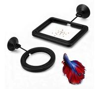 BaoZqua 2 Pack Betta Fish Feeding Ring, Floating Aquarium Fish Tank Feeder | Round 2.95 in and square 3.93 in; suction cup mount holds the spot while the ring rises and falls with the water level