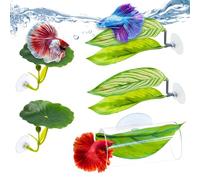 BaoZqua 5PCS Betta Hammock & Fish Toys Set, Soft Aquarium Decor Plastic Plants that Won’t Damage Fishtail, Acrylic Tube Tunnel for Betta Fish Tank Decorations, Aquarium Hideout with Spare Suction Cups