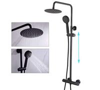 Bap Matte Black Bathroom Thermostatic Mixer Shower Set Round Twin Head Exposed Valve By Buyaparcel