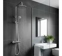 Bap Round Brushed Nickel Thermostatic Dual Control Twin Head Shower Mixer Ultra Thin By Buyaparcel