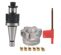 BAP400R - 80-27 - 6 6 - Flute Face Mill Cutter with APMT1604 Inserts, Right - Angle Milling Cutter for CNC Machining, High Precision Collet Chuck Holder Compatible with NT30 FMB2 (NT30-FMB27+80