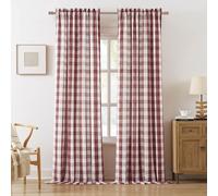 Bapawfish Burgundy Gingham Buffalo Check Red White Window Curtain Panels 95 Inches Length,Buffalo Plaid Gingham Rod Pocket Window Treatment for Bedroom Living Room,2 Panels,40" Wx95 L,Red/White