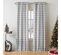 Bapawfish Gray White Buffalo Plaid Window Curtain Panels 90 Inches Length,Farmhouse Gingham Semi Sheer Drapes for Bedroom Living Room,Retro Checkered Rod Pocket Window Treatment,40" Wx90 Lx2