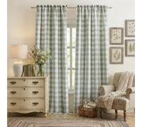 Bapawfish Sage Green Buffalo Plaid Semi Sheer Window Curtain Panels 84 Inches Long for Bedroom Living Room,Rustic Gingham Geo Pattern Drapes,Farmhouse Window Treatment,Rod Pocket,52"Wx84"L(Pack of 2)