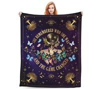Bapcoku Inspirational Quote Flannel Blanket She Remembered Who was and The Game Changed Positive Quotes Throw Soft Warm, Uplifting Encouragement Gifts Gift for Women Girls 60''x50''