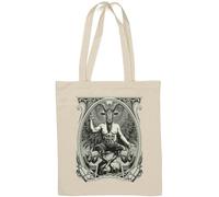 Baphomet Church Of Satan Graphic Natural Cotton Tote Bag White