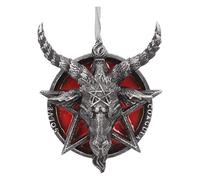 Nemesis Now Baphomet Head Red Pentagram Hanging Decorative Ornament 9.5cm, Resin, Black