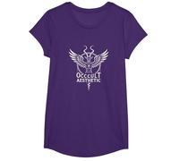 Baphomet Occult Aesthetic Winged Goat Mystical Art T-Shirt, Girls, Purple, Large