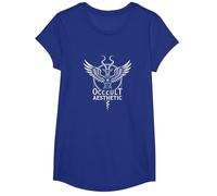 Baphomet Occult Aesthetic Winged Goat Mystical Art T-Shirt, Girls, Royal Blue, Large