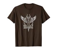 Baphomet Occult Aesthetic Winged Goat Mystical Art T-Shirt, Men, Brown, L