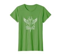 Baphomet Occult Aesthetic Winged Goat Mystical Art T-Shirt, Women, Grass, L