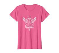 Baphomet Occult Aesthetic Winged Goat Mystical Art T-Shirt, Women, Pink Heather, L
