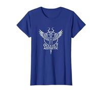Baphomet Occult Aesthetic Winged Goat Mystical Art T-Shirt, Women, Royal Blue, L
