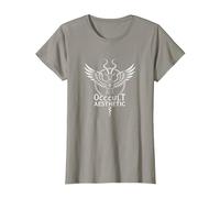 Baphomet Occult Aesthetic Winged Goat Mystical Art T-Shirt, Women, Slate, L