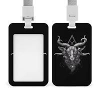 Baphomet Satan Goat Funny ID Badge Holder with Detachable Neck Lanyards Vertical Card for Offices Men Women
