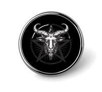 Baphomet Satan Satanic Sabbatic Goat Round Brooch Pin Lapel Pins Tie Suit Dress Accessories for Men Women Wedding Birthday