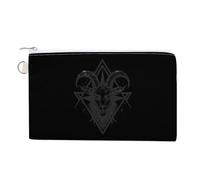Baphomet Satanic Goat Head Coin Purse Fashion Canvas Pouch Portable Wallet Makeup Bag for Men Women