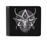 Baphomet Satanic Goat Head Small Billfold Wallet Front Pocket Wallets Card Holder Slim Passport Purse for Men Women