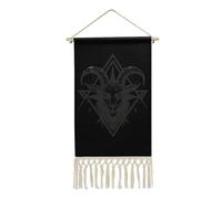 Baphomet Satanic Goat Head Tapestry with Tassels Cotton Linen Wall Hanging Poster Wall Art for Home Decor