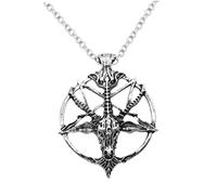 Baphomet Satanic Goat Inverted Pentagram Silver Finish Pendant Necklace Gift for Friends