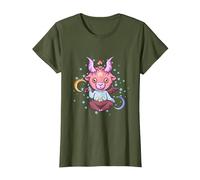 Baphomet Shirt Pastel Goth Kawaii Devil Satan Pentagram Cult T-Shirt, Women, Olive Green, X-Small