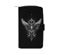Baphomet Wing Inspired Wallets for Men Women Clutch Purse with Buckle Card Holder Large Capacity