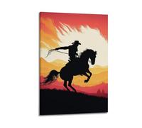 BAPINGM Cowboy Silhouette Poster Room Decor Artistic Poster for Room Aesthetic Canvas Wall Art Bedroom Decor 08x12inch(20x30cm) Frame-style