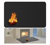 BAPPKON Fireproof Hearth Rugs for Fireplaces, 80x50cm Heat Resistant Mat, 1.5mm Fireplace Pad for Wood Stove & Indoor Outdoor Use, Protects Floors from Sparks & Embers, Black