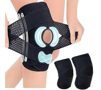 BAPPKON Knee Support for Men & Women 2 Pack, Adjustable Knee Brace with Side Stabilisers for Arthritis, Meniscus Tear, ACL & Ligament Pain Relief. Ideal for Running, Hiking & Everyday Comfort