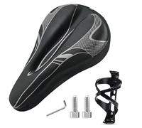 BAPPKON Ultra-Comfort Gel Bike Seat Cover - Waterproof & Dustproof Cycling Saddle Protector with Shock Absorbing Padding for Peloton, Road Bikes, MTB, Exercise Bikes & All Bicycle Types (Black)
