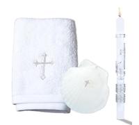 Baptism Candle Set for Boys and Girls - Baptism Kit Include Towel, Shell and Baptismal Candle, Velas para bautizo Christening Set Velas para bautizo de niño for Infants Kids
