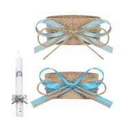 Baptism Candle Wax Protector, Decorative Religious Candle Sleeves Drip Catcher Bow Ribbon, Ceremony Holder Guard, for Baptism Event Godparents Family Prayer Chapel Church Use