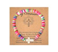 Baptism Confirmation Communion Gifts for Women Cross Bracelet for Granddaughter Daughter Christian Gifts for Friends Sisters, S, Plastic, no gemstone