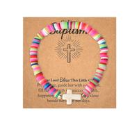 Baptism Confirmation Communion Gifts for Women Cross Bracelet for Granddaughter Daughter Christian Gifts for Friends Sisters, S, Plastic, no gemstone
