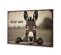 Baptism Decorations A Donkey With Its Head Over A Fence, Looking Directly At The Camera. Canvas Decorative Picture Living Room Decor Wall Religious Easter Decoration(30x40cm)