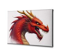 Baptism Decorations A Fierce Red Dragon With Golden Horns. Canvas Decorative Picture Living Room Decor Wall Religious Easter Decoration(40x60cm)