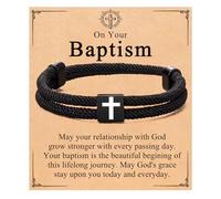 Baptism Gifts for Boys, Best Baptism Favors Decorations Christian Religious Easter Gifts for Men Teenage Boys Mens Cross Bracelet for Men Gift First Communion Confirmation Christian Faith Jewelry Gift