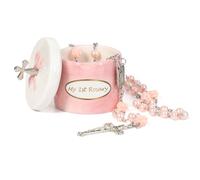 Baptism Gifts for Girl My First Pink Rosary Keepsake Box - Catholic Pink Rosary Box for Kids, Christening Baptism Decor for Kids, First Communion Keepsake Set from Godmother, Baby Girl Dedication Gift