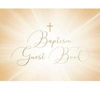 Baptism Guest Book: Eternal light design with simple cross | Elegant lettering | For 250 guests and their messages