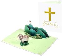 Baptism Lamb Cross Holy Congratulations 3D Pop Up Greeting Card