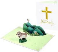 Baptism Lamb Cross Holy Congratulations 3D Pop-Up Greeting Card