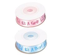 Baptism Satin Ribbon 2 Rolls 14 Yards Each Baby Shower Wrapping Ribbon Its a Boy Girl Gender Reveal Party Decoration DIY Craft Supplies