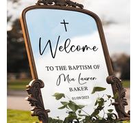 Baptism Welcome Sign for Mirror Or Board - Personalise with Full Name & Date, Vinyl Decal Sticker for DIY Baptism - Easy to Apply