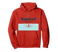 Baptized & Blessed Faith Dove Baptism Celebration Gift Pullover Hoodie, Adult Unisex, Red, XL