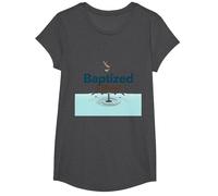 Baptized & Blessed Faith Dove Baptism Celebration Gift T-Shirt, Girls, Dark Heather Grey, XS