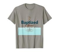 Baptized & Blessed Faith Dove Baptism Celebration Gift T-Shirt, Men, Slate Grey, Medium