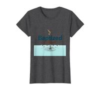 Baptized & Blessed Faith Dove Baptism Celebration Gift T-Shirt, Women, Dark Heather Grey, XS