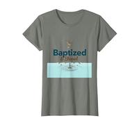 Baptized & Blessed Faith Dove Baptism Celebration Gift T-Shirt, Women, Olive Heather, Medium